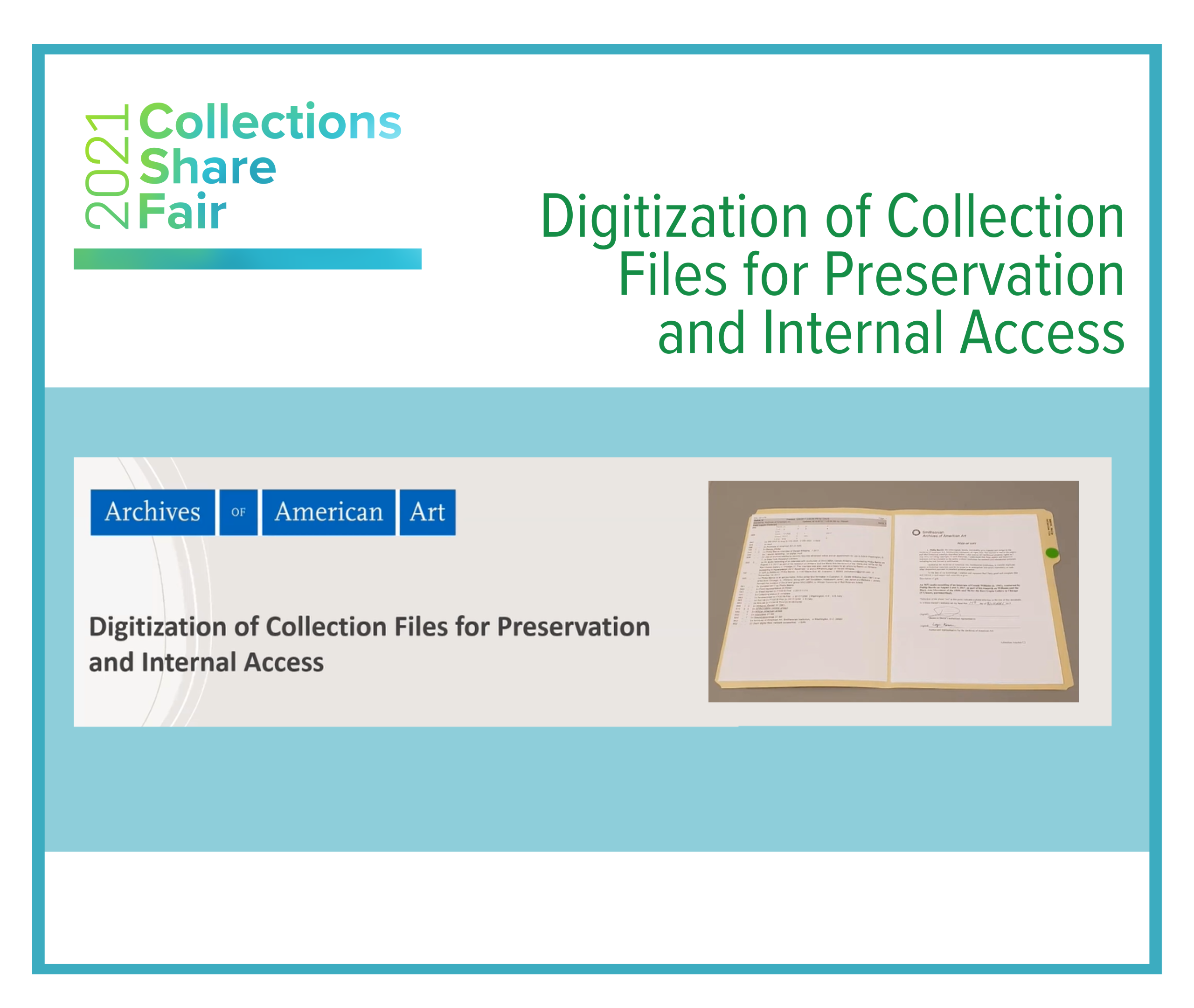 Digitization of Collections Files for Preservation and Internal Access